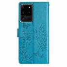 For Samsung Galaxy S20 Ultra Butterflies and Flowers Leather Phone Case(Blue) - 3