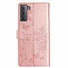 For Samsung Galaxy S21 5G Butterflies and Flowers Leather Phone Case(Rose Gold) - 2