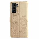 For Samsung Galaxy S21 FE 5G Butterflies and Flowers Leather Phone Case(Gold) - 2