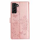 For Samsung Galaxy S21 FE 5G Butterflies and Flowers Leather Phone Case(Rose Gold) - 2