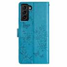 For Samsung Galaxy S21 FE 5G Butterflies and Flowers Leather Phone Case(Blue) - 2