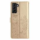 For Samsung Galaxy S21+ 5G Butterflies and Flowers Leather Phone Case(Gold) - 2