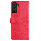 For Samsung Galaxy S21+ 5G Butterflies and Flowers Leather Phone Case(Red) - 2