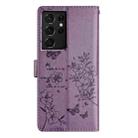 For Samsung Galaxy S21 Ultra 5G Butterflies and Flowers Leather Phone Case(Purple) - 2