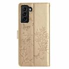 For Samsung Galaxy S22 5G Butterflies and Flowers Leather Phone Case(Gold) - 2