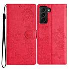 For Samsung Galaxy S22 5G Butterflies and Flowers Leather Phone Case(Red) - 1