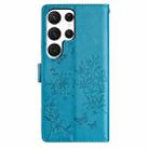 For Samsung Galaxy S22 Ultra 5G Butterflies and Flowers Leather Phone Case(Blue) - 3