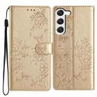For Samsung Galaxy S23 5G Butterflies and Flowers Leather Phone Case(Gold) - 1