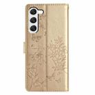 For Samsung Galaxy S23 5G Butterflies and Flowers Leather Phone Case(Gold) - 3