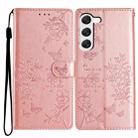 For Samsung Galaxy S23 5G Butterflies and Flowers Leather Phone Case(Rose Gold) - 1