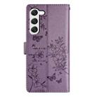 For Samsung Galaxy S23 5G Butterflies and Flowers Leather Phone Case(Purple) - 3