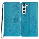 For Samsung Galaxy S23 5G Butterflies and Flowers Leather Phone Case(Blue) - 1