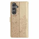 For Samsung Galaxy S23 FE 5G Butterflies and Flowers Leather Phone Case(Gold) - 3