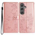 For Samsung Galaxy S23 FE 5G Butterflies and Flowers Leather Phone Case(Rose Gold) - 1