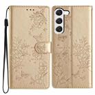 For Samsung Galaxy S23+ 5G Butterflies and Flowers Leather Phone Case(Gold) - 1
