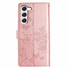 For Samsung Galaxy S23+ 5G Butterflies and Flowers Leather Phone Case(Rose Gold) - 3