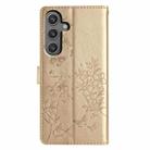 For Samsung Galaxy S24 5G Butterflies and Flowers Leather Phone Case(Gold) - 3