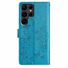 For Samsung Galaxy S24 Ultra 5G Butterflies and Flowers Leather Phone Case(Blue) - 3