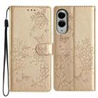 For Samsung Galaxy S25 Edge 5G Butterflies and Flowers Leather Phone Case(Gold) - 1