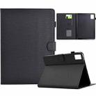 For Xiaomi Redmi Pad SE Solid Color Fiber Texture Smart Tablet Leather Case(Black) - 1