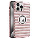 For iPhone 15 Pro Max Cooling Ladder Electroplated Hollow Phone Case(Pink) - 1