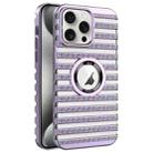 For iPhone 15 Pro Max Cooling Ladder Electroplated Hollow Phone Case(Purple) - 1