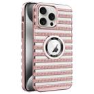 For iPhone 15 Pro Cooling Ladder Electroplated Hollow Phone Case(Pink) - 1