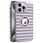 For iPhone 15 Pro Cooling Ladder Electroplated Hollow Phone Case(Purple) - 1