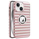 For iPhone 15 Cooling Ladder Electroplated Hollow Phone Case(Pink) - 1