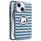 For iPhone 15 Cooling Ladder Electroplated Hollow Phone Case(Blue) - 1