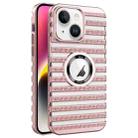 For iPhone 14 Cooling Ladder Electroplated Hollow Phone Case(Pink) - 1