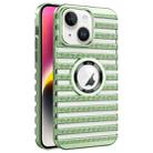 For iPhone 14 Cooling Ladder Electroplated Hollow Phone Case(Green) - 1