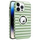 For iPhone 14 Pro Cooling Ladder Electroplated Hollow Phone Case(Green) - 1