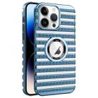 For iPhone 14 Pro Max Cooling Ladder Electroplated Hollow Phone Case(Blue) - 1