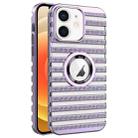 For iPhone 12 Cooling Ladder Electroplated Hollow Phone Case(Purple) - 1