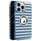 For iPhone 12 Pro Max Cooling Ladder Electroplated Hollow Phone Case(Blue) - 1