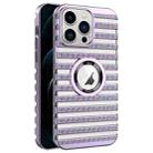 For iPhone 12 Pro Max Cooling Ladder Electroplated Hollow Phone Case(Purple) - 1