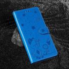 For Motorola Edge 50 Fusion Cat and Bee Embossed Flip Leather Phone Case(Blue) - 2