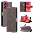 For Motorola Edge 50 Fusion Cat and Bee Embossed Flip Leather Phone Case(Grey) - 1