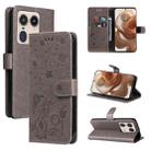 For Motorola Edge 50 Ultra Cat and Bee Embossed Flip Leather Phone Case(Grey) - 1