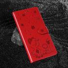 For Motorola Moto G85 Cat and Bee Embossed Flip Leather Phone Case(Red) - 2