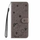 For Motorola Moto G85 Cat and Bee Embossed Flip Leather Phone Case(Grey) - 3