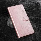 For Motorola Edge 50 Neo Cat and Bee Embossed Flip Leather Phone Case(Rose Gold) - 2