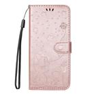 For Motorola Edge 50 Neo Cat and Bee Embossed Flip Leather Phone Case(Rose Gold) - 3