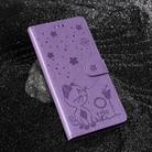 For Motorola Edge 50 Neo Cat and Bee Embossed Flip Leather Phone Case(Purple) - 2