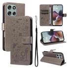 For Motorola Moto G56 5G Cat and Bee Embossed Flip Leather Phone Case(Grey) - 1