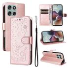 For Motorola Moto G56 5G Cat and Bee Embossed Flip Leather Phone Case(Rose Gold) - 1