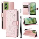 For Motorola Moto G06 4G Cat and Bee Embossed Flip Leather Phone Case(Rose Gold) - 1