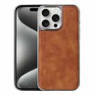 For iPhone 15 Pro Electroplated Side PU Hybrid TPU MagSafe Phone Case(Brown) - 1