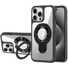 For iPhone 15 Pro MagSafe Acrylic Hybrid TPU Phone Case with Holder(Black) - 1